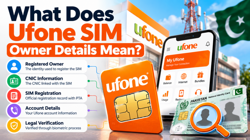 What Ufone SIM Owner Details means, showing registered owner, CNIC information, SIM registration and Ufone account details