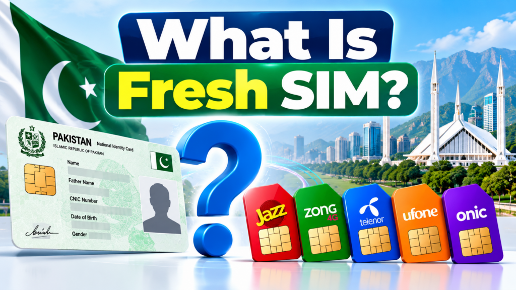 What is Fresh SIM showing SIM registration, CNIC verification and mobile networks in Pakistan