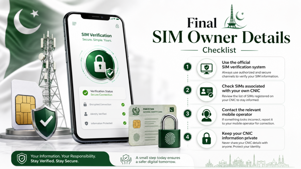 Final SIM Owner Details checklist in Pakistan