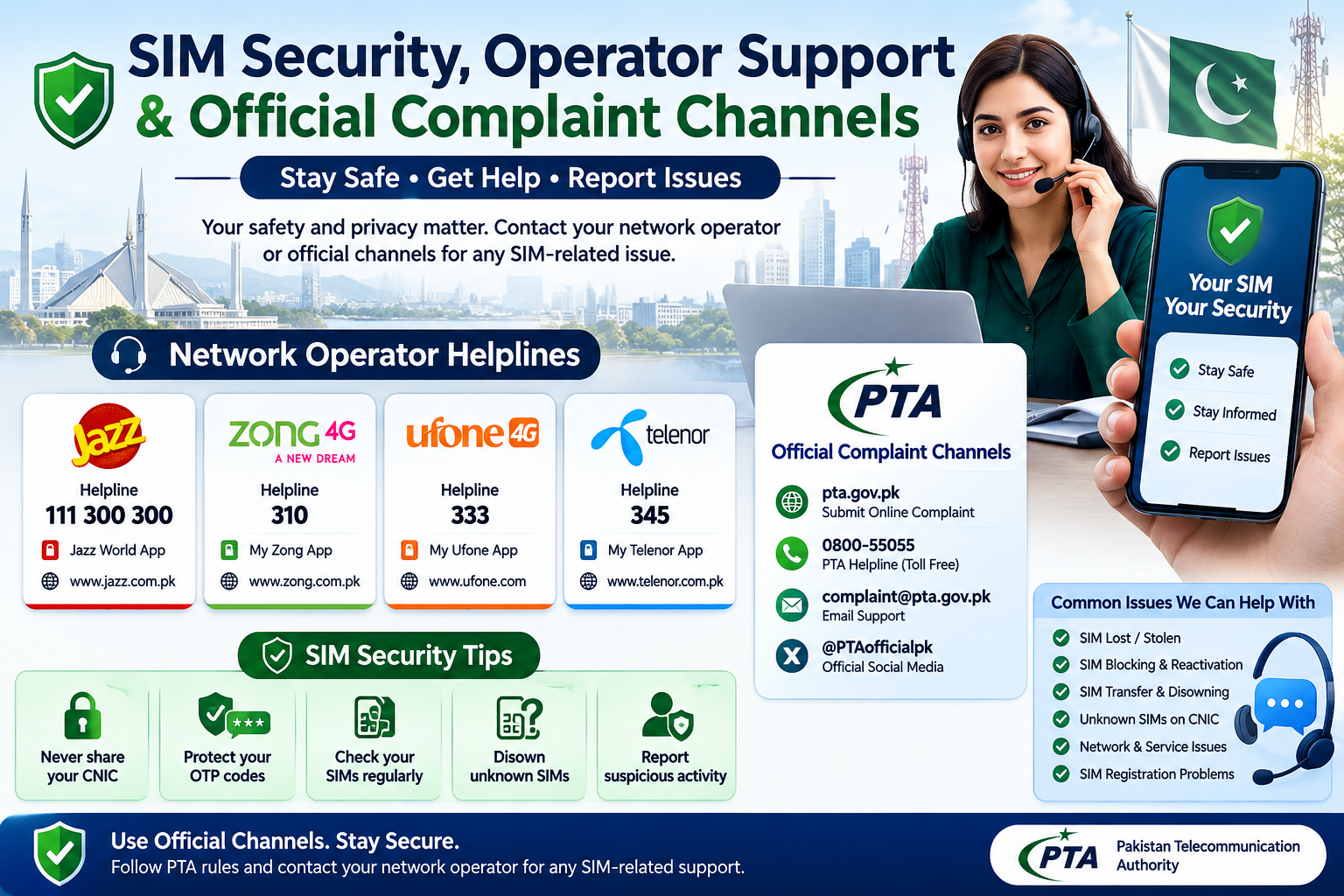 SIM Security, Operator Support and Official Complaint Channels in Pakistan